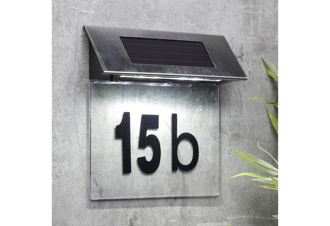 Meinposten Hausnummer Hausnummernschild LED Beleuchtet Solar, (1 St), Dämmerungssensor