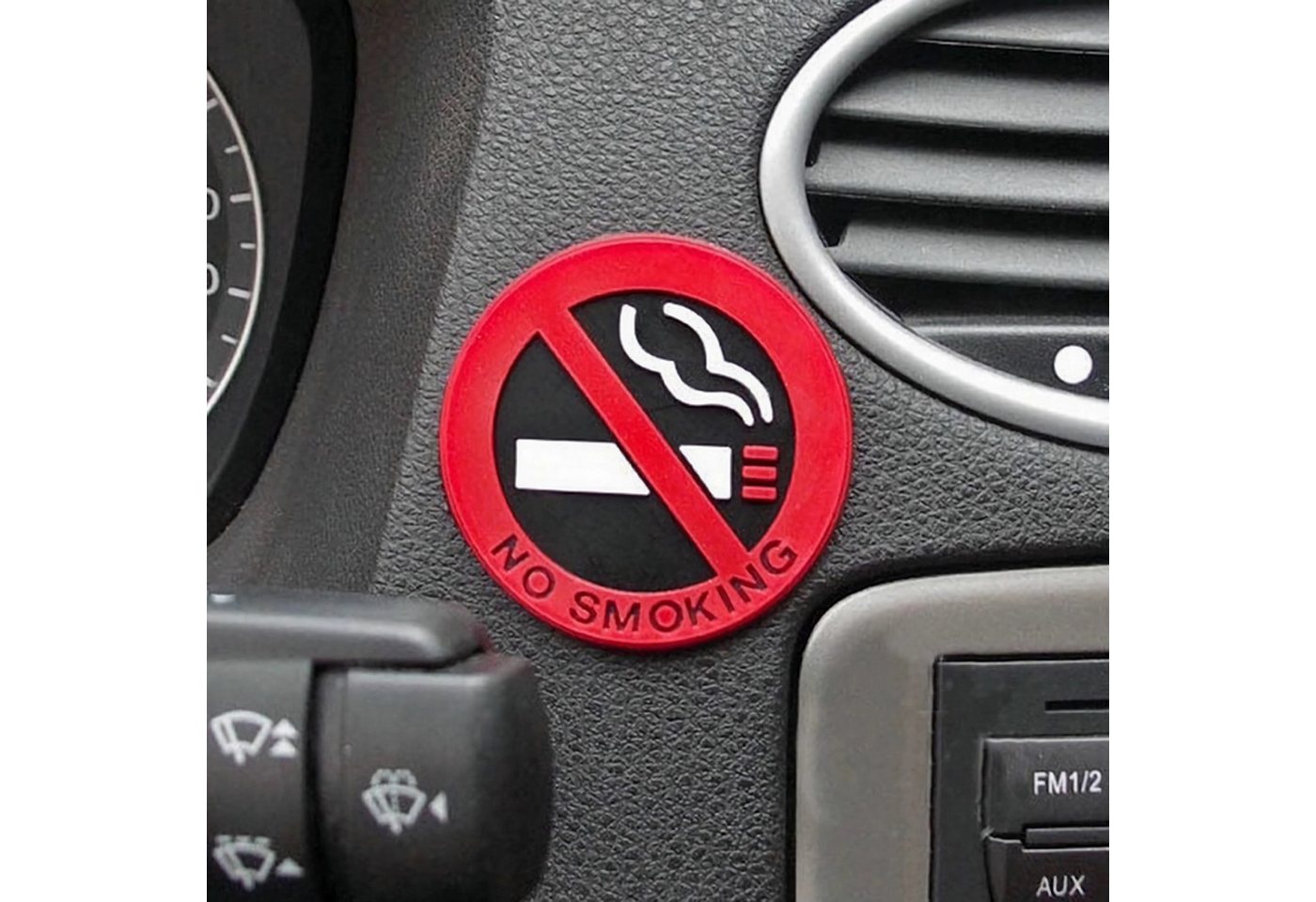 Bolwins Hinweisschild B71 3St/Set 3D Rauchen verboten Aufkleber Ø 5 cm No Smoking Schild, (Aufkleber-Set, 3 St., 3x 3D No Smoking Aufkleber, selbstklebend, für Auto, Büro und Räume), 3D Nichtraucher Piktogramm, selbstklebend, wetterfest Bild 4
