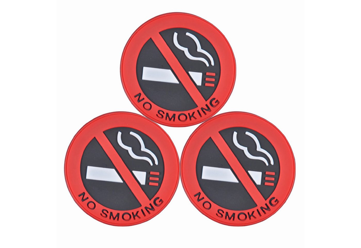 Bolwins Hinweisschild B71 3St/Set 3D Rauchen verboten Aufkleber Ø 5 cm No Smoking Schild, (Aufkleber-Set, 3 St., 3x 3D No Smoking Aufkleber, selbstklebend, für Auto, Büro und Räume), 3D Nichtraucher Piktogramm, selbstklebend, wetterfest Bild 5