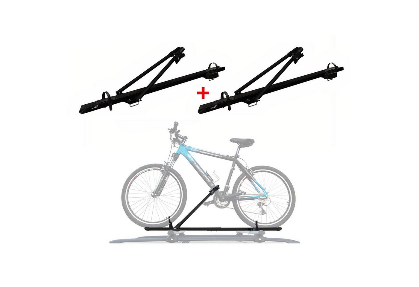 OMAC Dachfahrradträger Dachfahrradträger bis 17 kg Aluminium Schwarz 2 SET, (2-tlg), Abnehmbar, Leichtgewichtig Bild 3