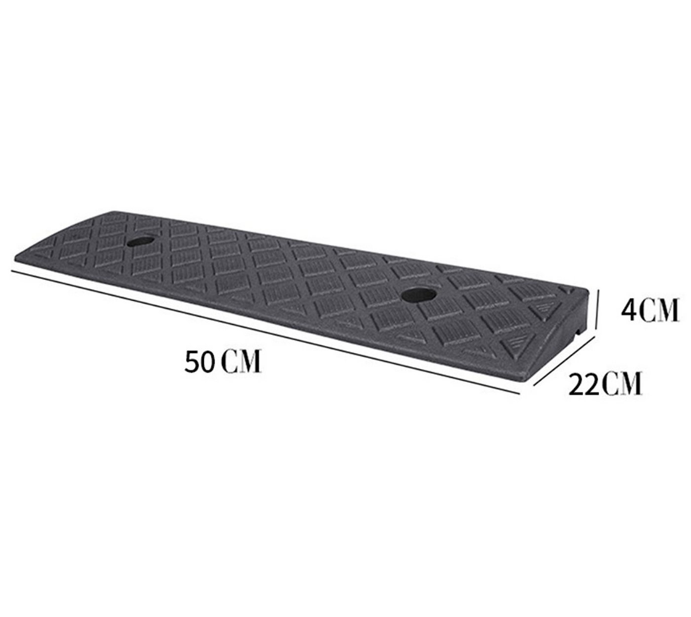 BAYLI Auffahrrampe Auffahrrampe 50x22x4 cm – Bordsteinrampe Kunststoff – Auffahrkeil für