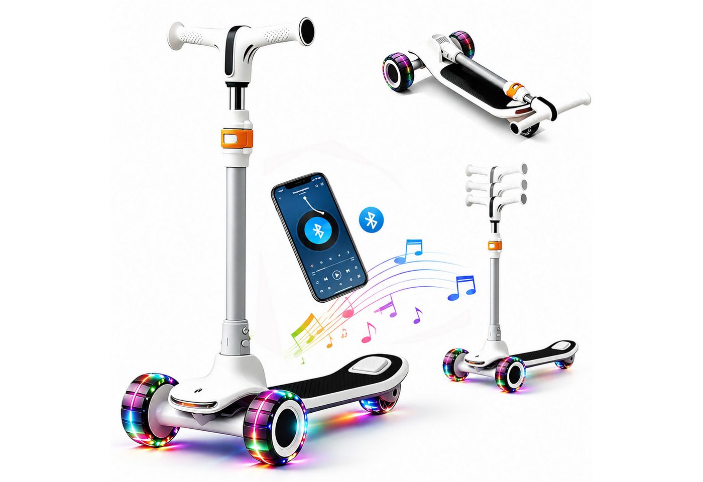 OYLCDI Cityroller Scooter Kinderroller Tretroller Kinderroller Dreiradscooter LED-Räder, bis 70 kg,roller kinder,kinder roller,Höhenverstellbar,Hinterradbremse Bild 3