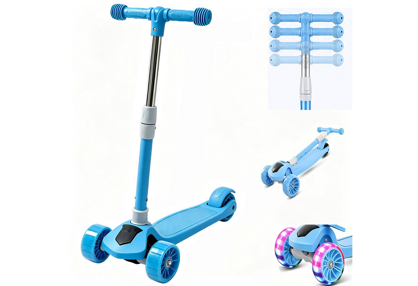 OYLCDI Cityroller Scooter Kinderroller Tretroller Kinderroller Dreiradscooter LED-Räder, bis 40 kg,roller kinder,kinder roller,Höhenverstellbar,Hinterradbremse Bild 2
