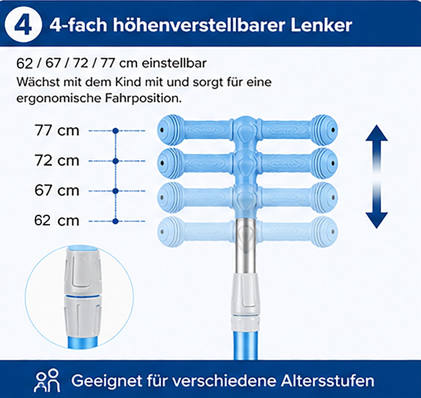 OYLCDI Cityroller Scooter Kinderroller Tretroller Kinderroller Dreiradscooter LED-Räder, bis 40 kg,roller kinder,kinder roller,Höhenverstellbar,Hinterradbremse Bild 3