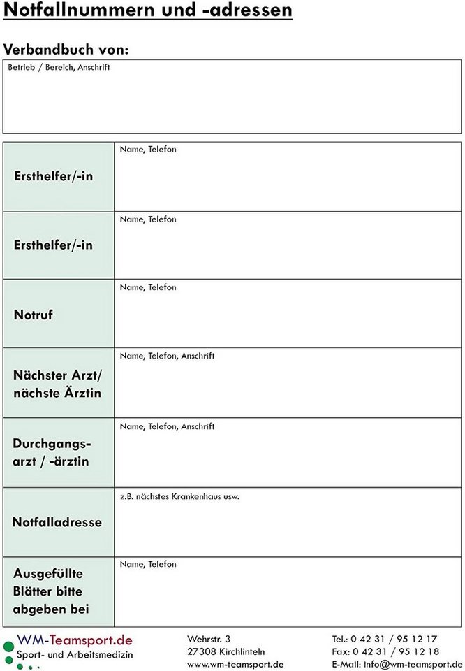 WM-Teamsport Erste-Hilfe-Set 3er Pack Verbandbuch Erste Hilfe + heraustrennbare Seiten, (3 St) Bild 4
