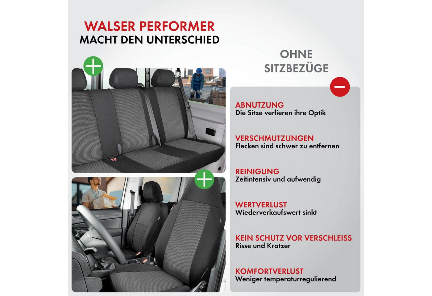 WALSER Autositzbezug Einzelsitz vorne Normalsitz, 1 Einzelsitzbezug, 3-tlg.