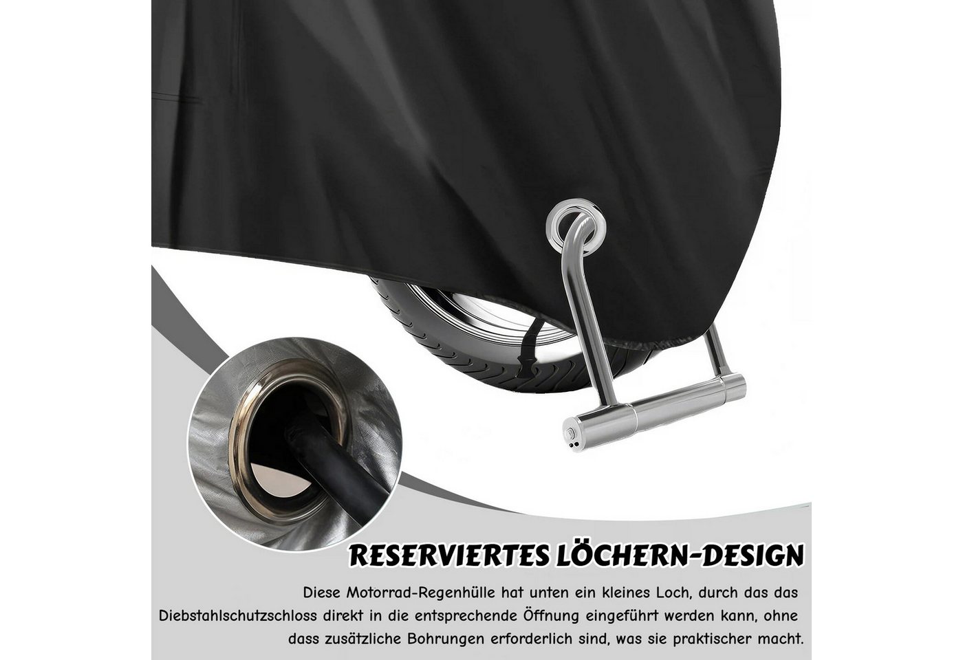 BlingBin Schutzplane Wasserdichte Motorrad Abdeckplane, Abdeckung Motorroller (1er Set, 1-St., Artikelmaße (L x B x H): 230*95*125cm), Motorrad Hülle L/XL/XXL/XXXL mit Reflexstreifen+Verriegelungslöchern Bild 2