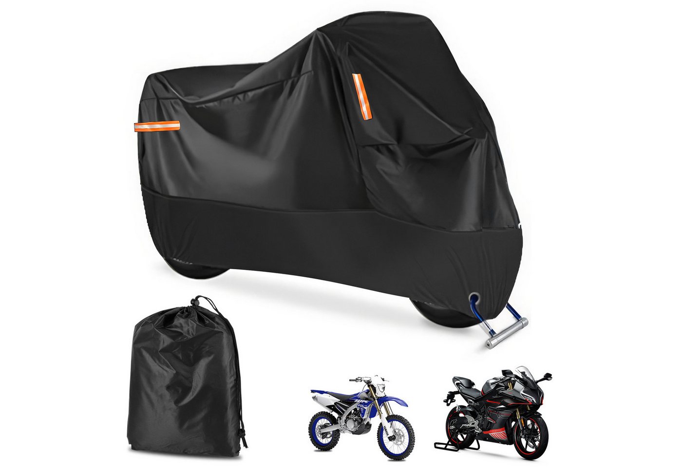 BlingBin Schutzplane Wasserdichte Motorrad Abdeckplane, Abdeckung Motorroller (1er Set, 1-St., Artikelmaße (L x B x H): 230*95*125cm), Motorrad Hülle L/XL/XXL/XXXL mit Reflexstreifen+Verriegelungslöchern Bild 4