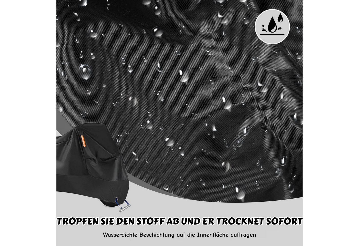 BlingBin Schutzplane Wasserdichte Motorrad Abdeckplane, Abdeckung Motorroller (1er Set, 1-St., Artikelmaße (L x B x H): 230*95*125cm), Motorrad Hülle L/XL/XXL/XXXL mit Reflexstreifen+Verriegelungslöchern Bild 5