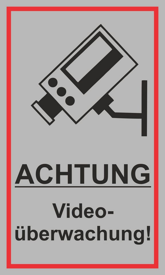 Hermann Schütz Hinweisschild Videoüberwachung Hinweisschild Kunststoff 150 x 250 mm, (1 St., 1 Schild)