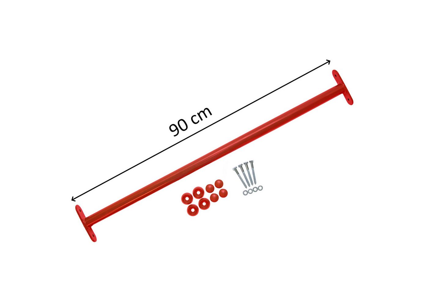 ROG-Gardenline Turnreck Reckstange Metall stabile Turnstange inklusive Montagematerial, (rot, 90 cm)