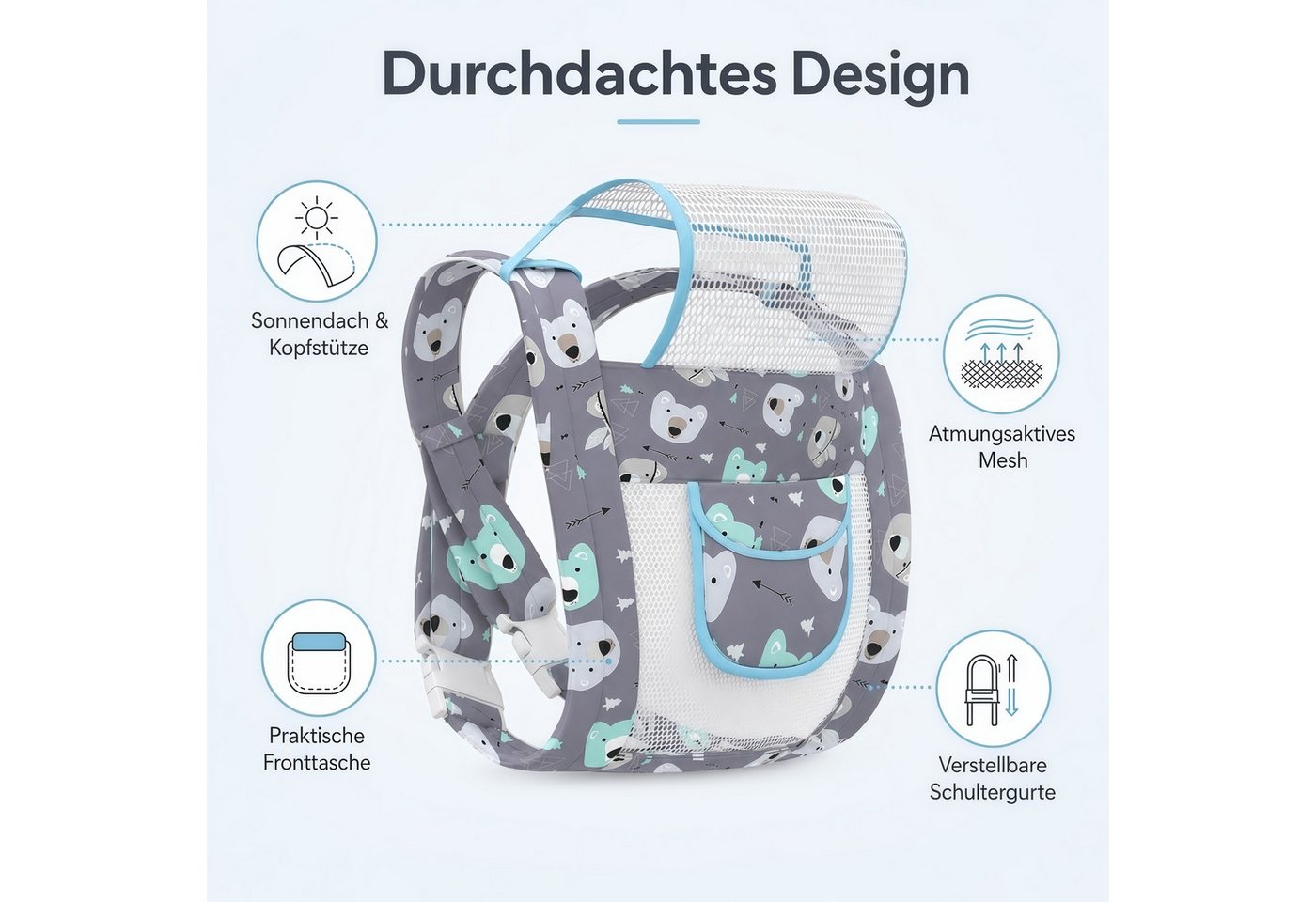 ibettertec Babytrage Babytrage 4-in-1 Trage-Ergonomisch für Neugeborene, Babytrage,Marsupi Babytrage,Rookie Babytrage Bild 3