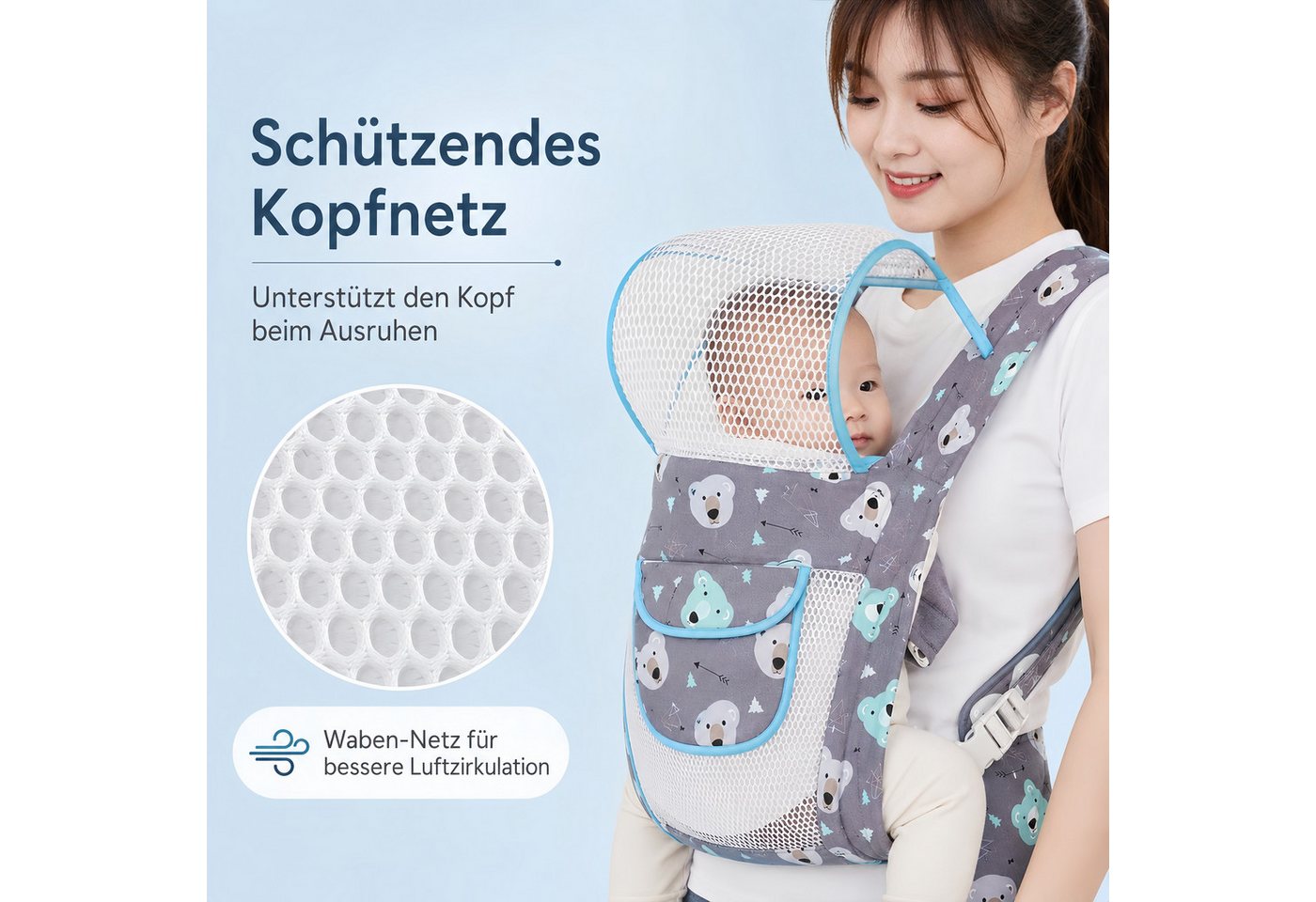 ibettertec Babytrage Babytrage 4-in-1 Trage-Ergonomisch für Neugeborene, Babytrage,Marsupi Babytrage,Rookie Babytrage Bild 4