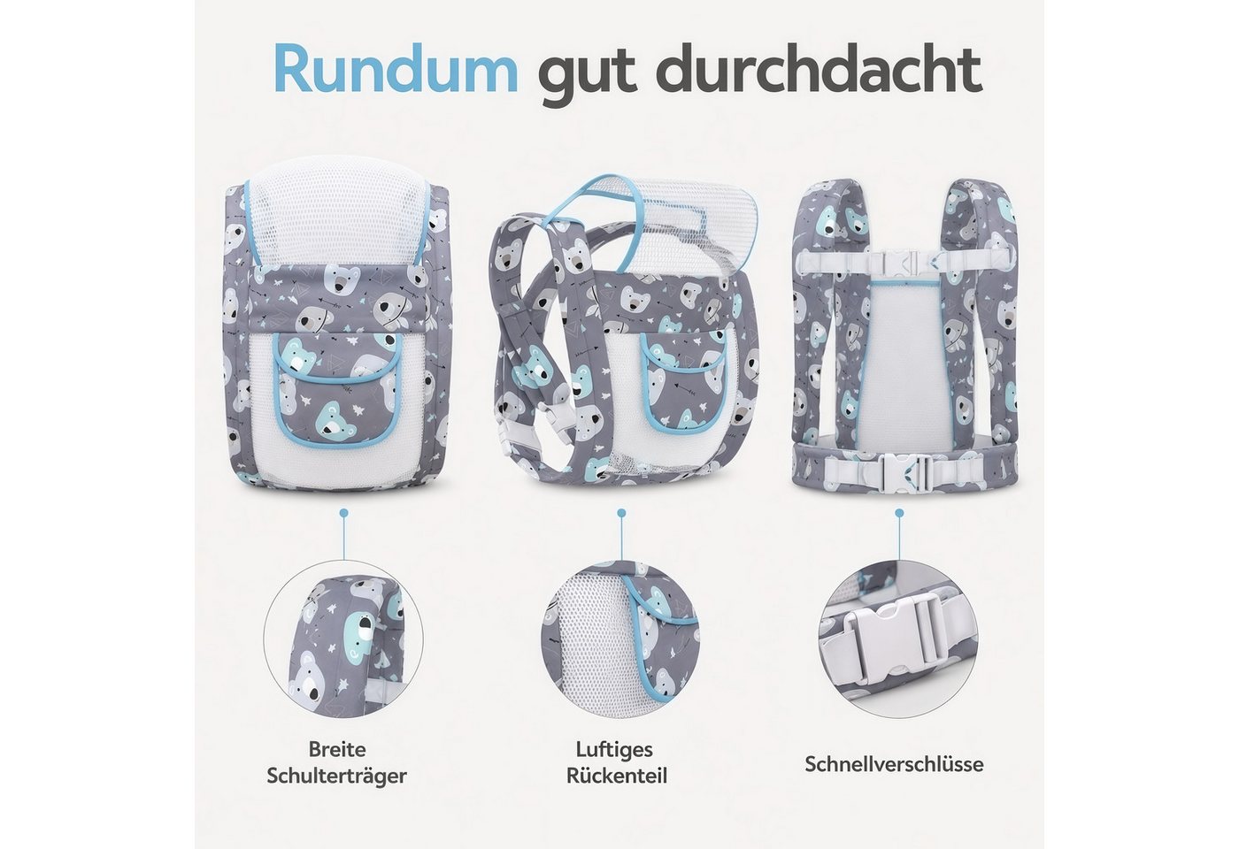 ibettertec Babytrage Babytrage 4-in-1 Trage-Ergonomisch für Neugeborene, Babytrage,Marsupi Babytrage,Rookie Babytrage Bild 5