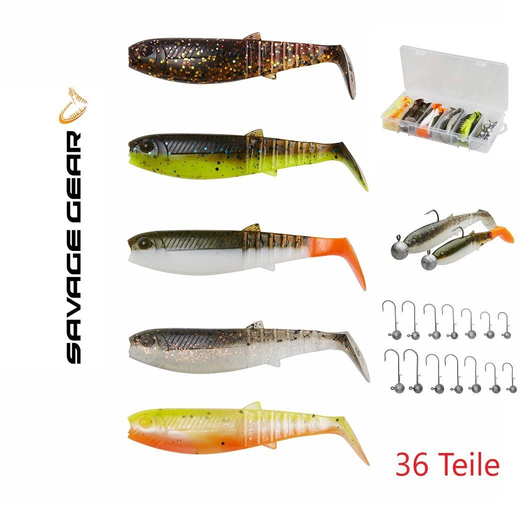 Savage Gear Kunstköder Cannibal Shad Kit 5,5-12,5cm 36 Teile + Box Gummifische Jigköpfe, (Spar-Set), Cannibal Shad Kit 10 & 12.5cm Mixed Colors 36 Stück Bild 3