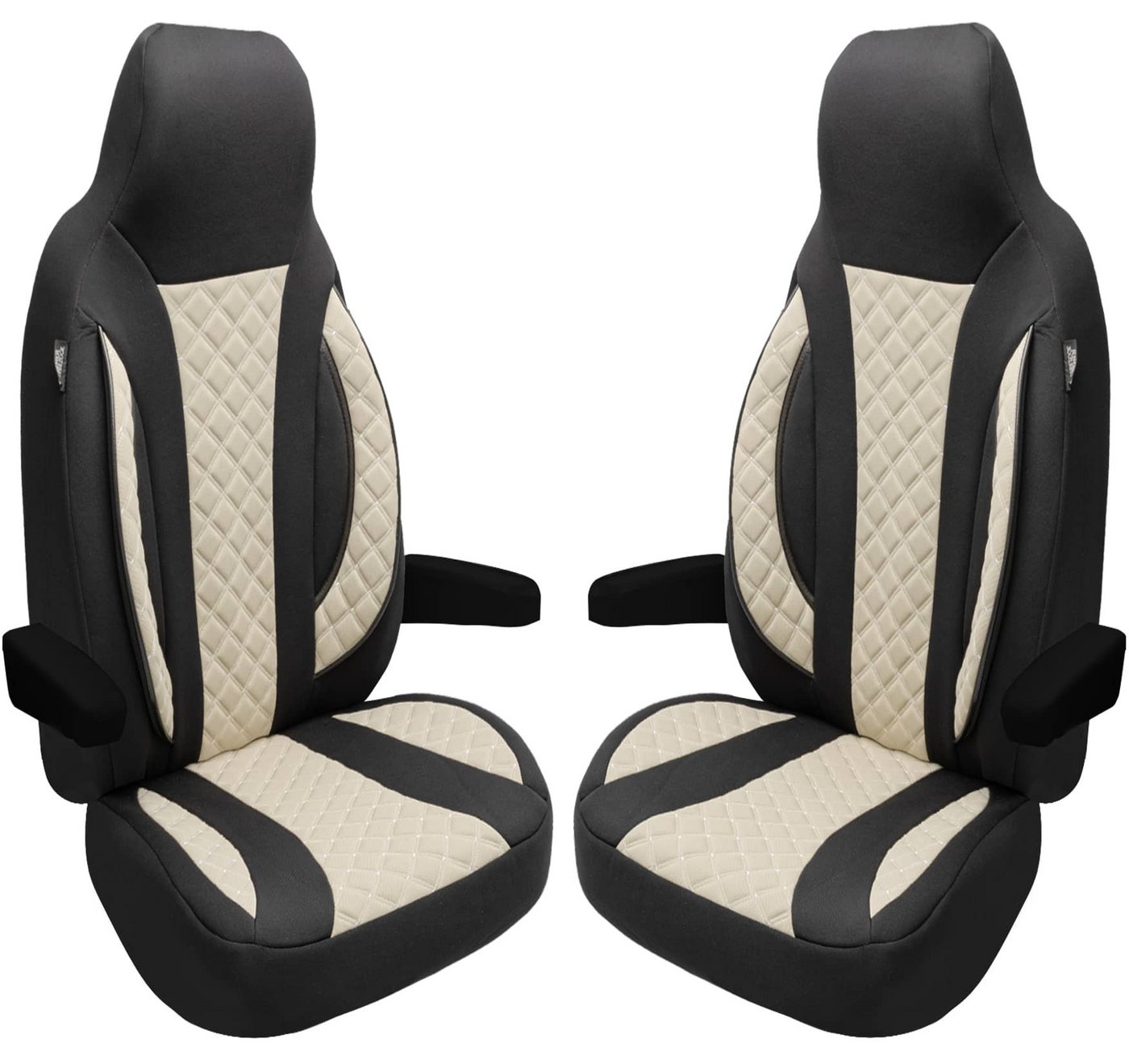 BREMER SITZBEZÜGE Autositzbezug Schonbezüge für Wohnmobil 2er Set in Schwarz/Beige WPL410
