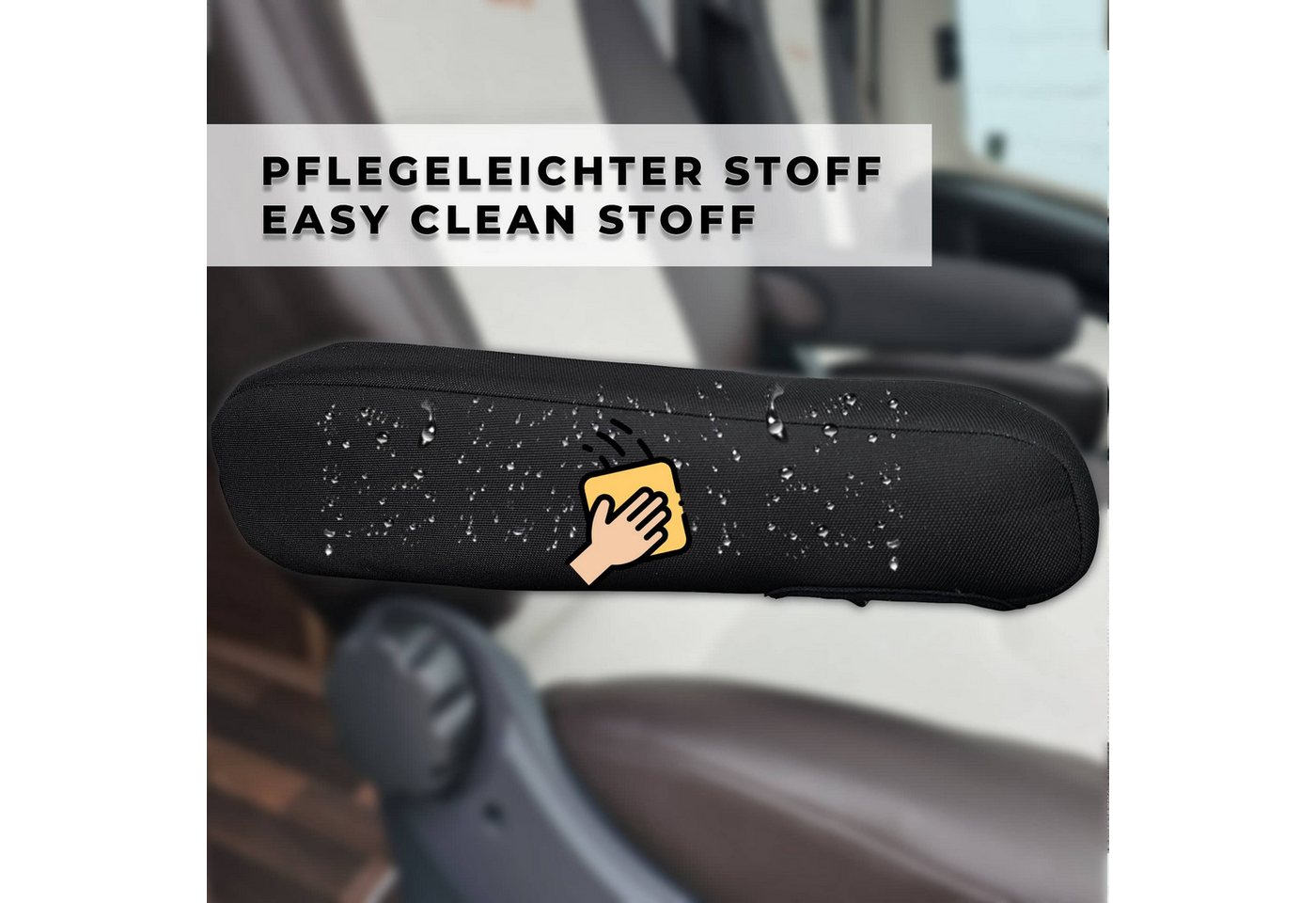 BREMER SITZBEZÜGE Autositzbezug Armlehnenbezug für Fiat Ducato, Peugeot Boxer, Citroen Jumper, Set, 4-tlg., Armlehnenbezüge für Fahrer und Beifahrer, in Schwarz Bild 3