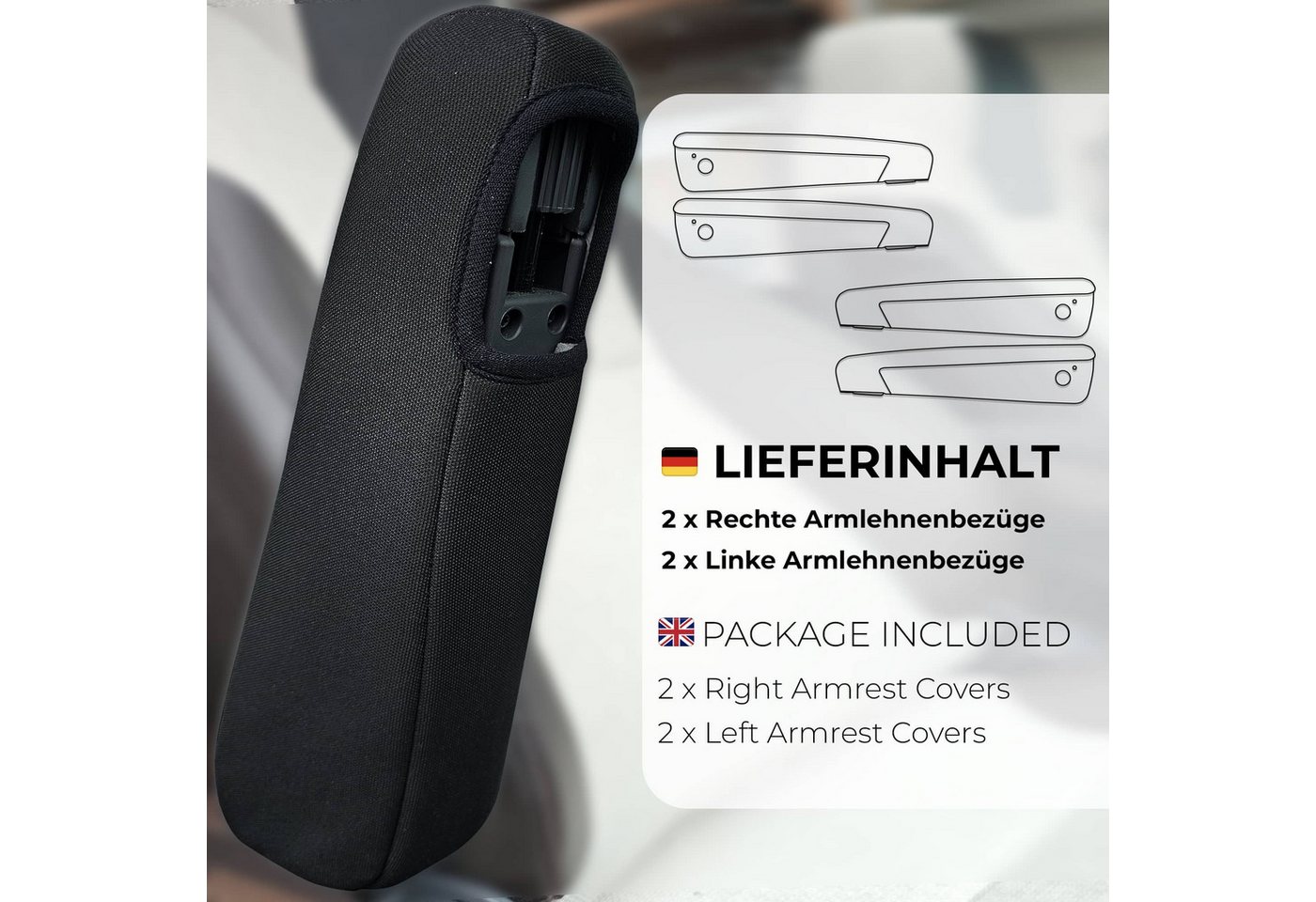 BREMER SITZBEZÜGE Autositzbezug Armlehnenbezug für Fiat Ducato, Peugeot Boxer, Citroen Jumper, Set, 4-tlg., Armlehnenbezüge für Fahrer und Beifahrer, in Schwarz Bild 5