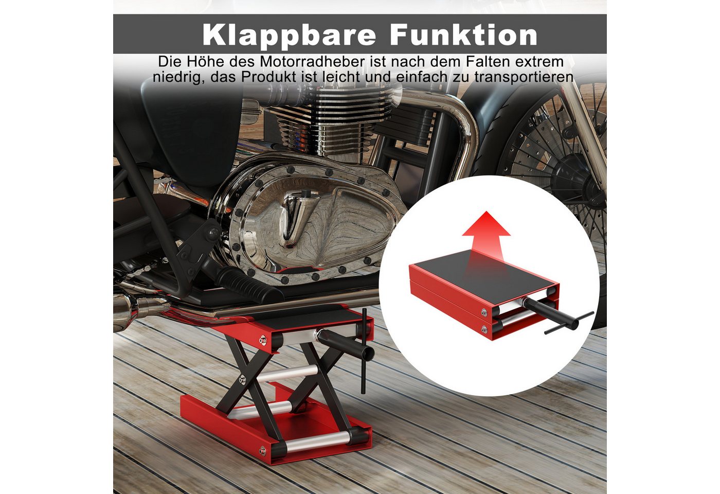 FIVMEN Motorradheber Motorradhebebühne bis zu 500kg Rangierhilfe Motorradlift, für Motoständer Reparatur Motorrad Heber Montagebock