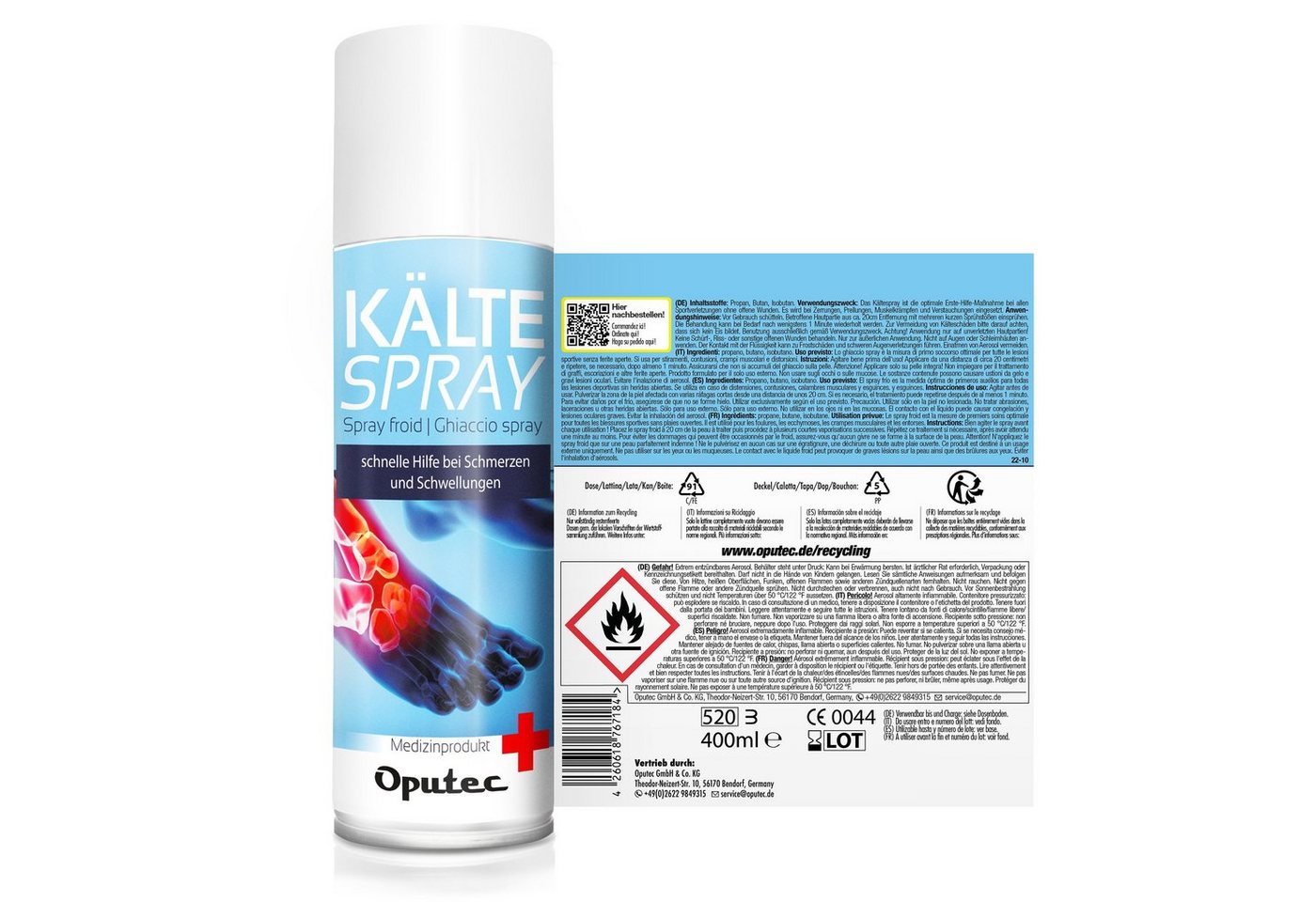 Oputec Erste-Hilfe-Set 2 x 400ml Oputec Kältespray Klassisch - Erste-Hilfe Kühlspray Eisspray, Made in Germany Bild 2