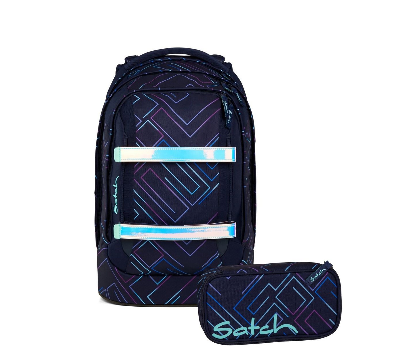 Satch Schulranzen Schulrucksack-Set PACK Purple Laser 2-teilig (2-teilig), ergonomisch, Your-Size-System: auf Körpergröße anpassbar Bild 5