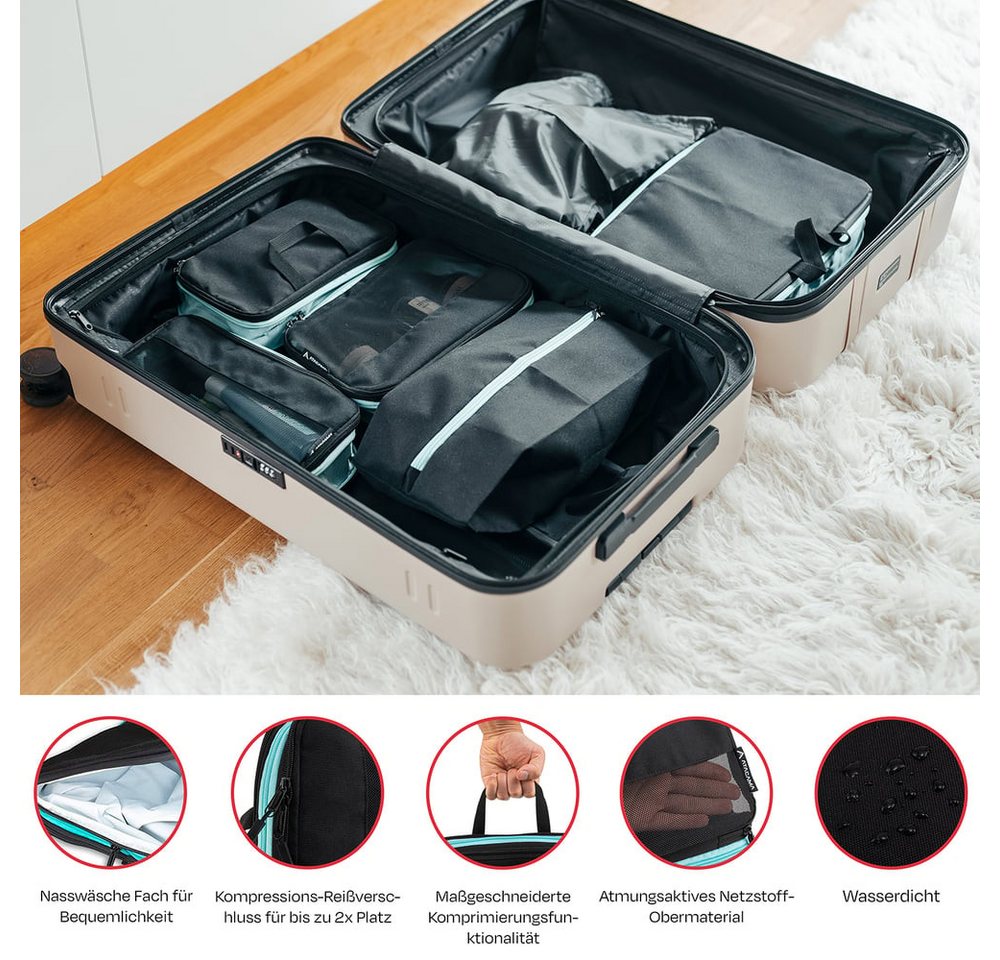 Atacama Packsack Daypack Packsack mit Sichtfenster 6er-Set, Packtaschen mit Kompression für Rucksack Koffer Dual-Taschen