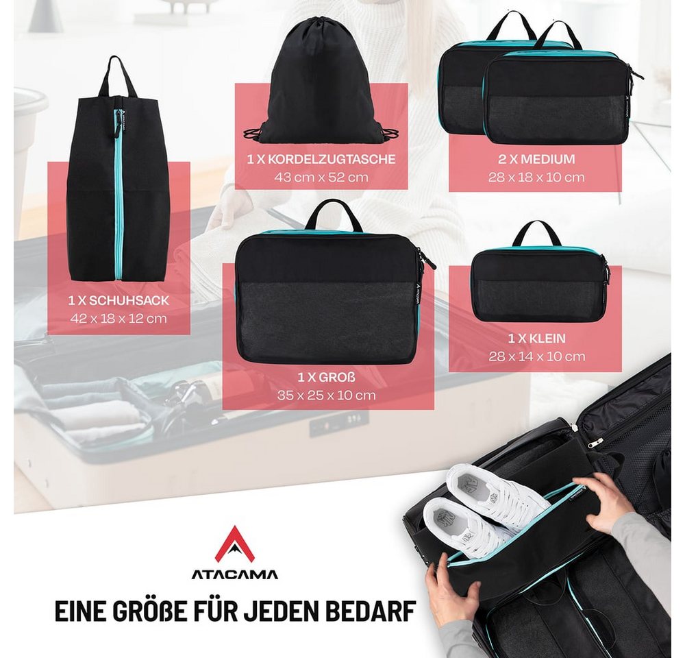Atacama Packsack Daypack Packsack mit Sichtfenster 6er-Set, Packtaschen mit Kompression für Rucksack Koffer Dual-Taschen Bild 2
