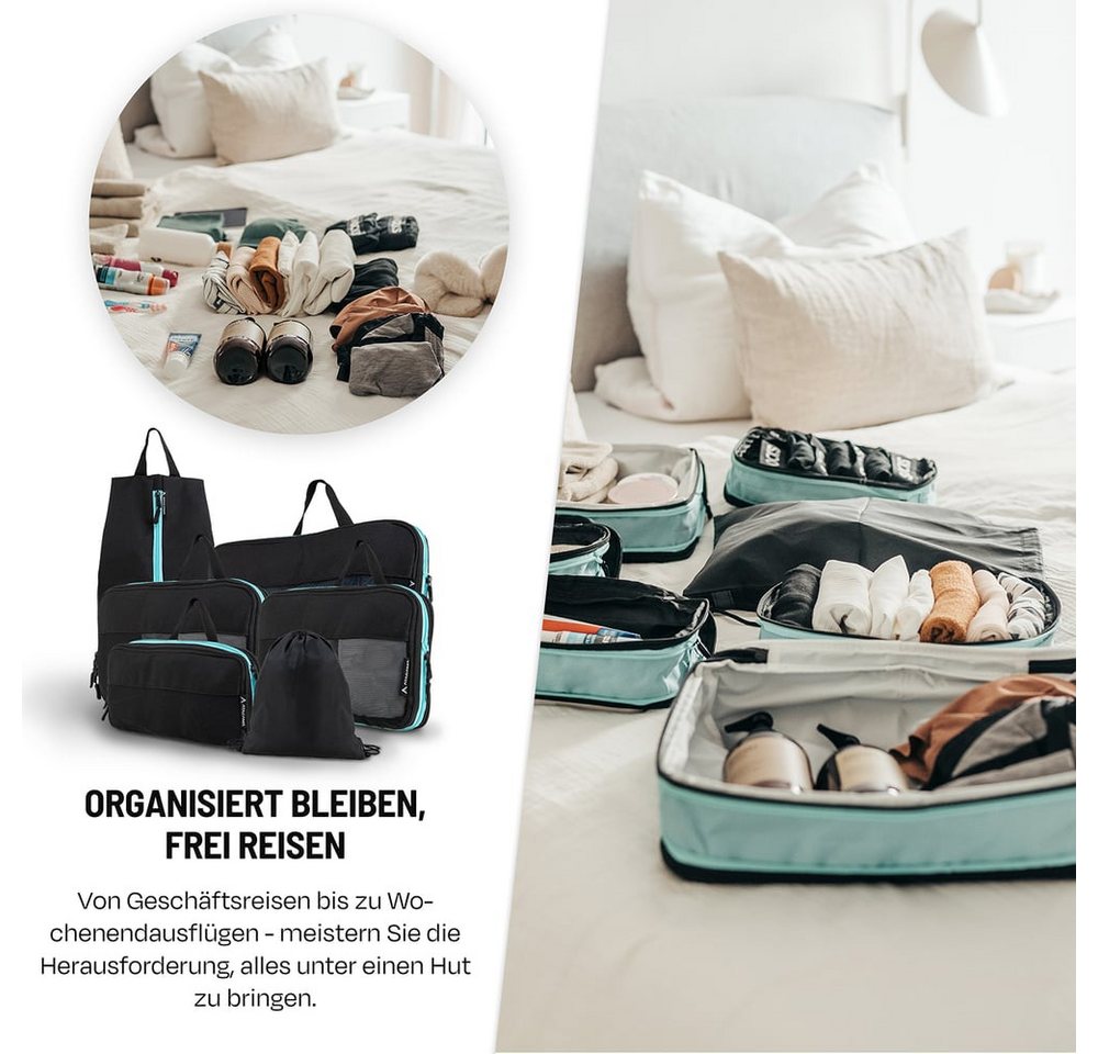 Atacama Packsack Daypack Packsack mit Sichtfenster 6er-Set, Packtaschen mit Kompression für Rucksack Koffer Dual-Taschen Bild 3