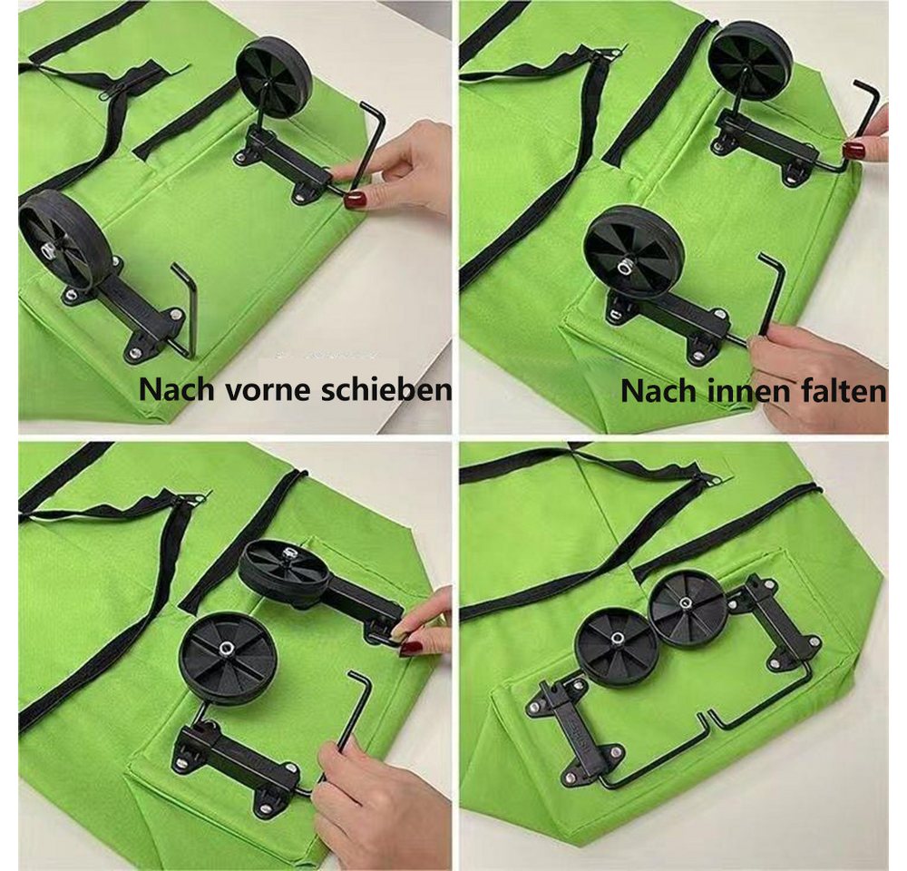 Jumpeak Einkaufstrolley Einkaufstrolley Klappbar,Handwagen,Rollen 3 in 1 Shopping Trolley, Treppensteiger Einkaufstasche mit Rollen,Wasserfest,Faltbar