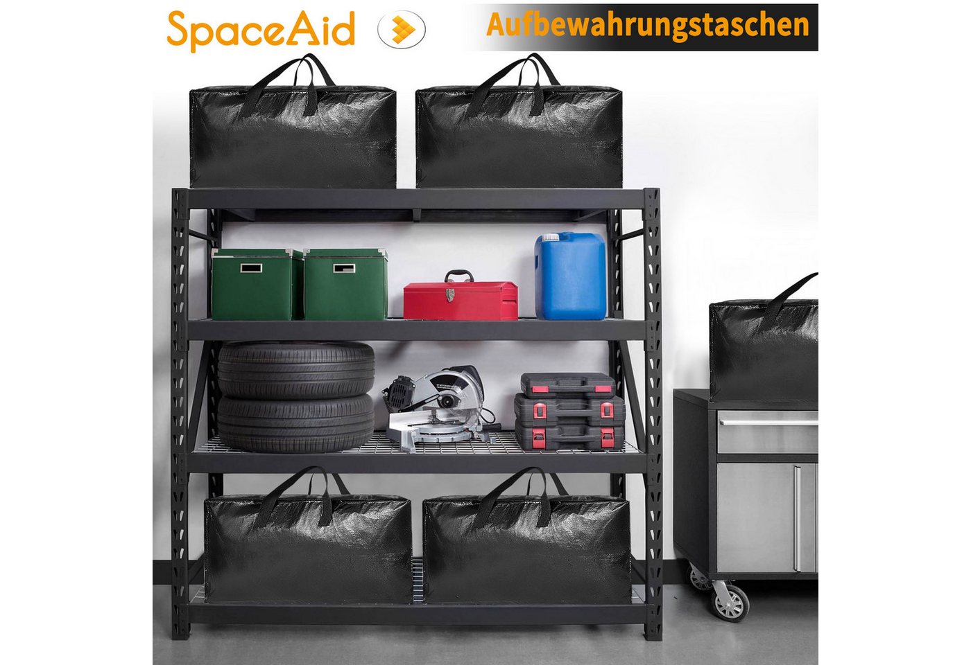 SpaceAid Aufbewahrungstasche Extra große Umzugstaschen (robuste Aufbewahrungsbeutel mit Doppelreißverschluss, 6-tlg) Bild 2