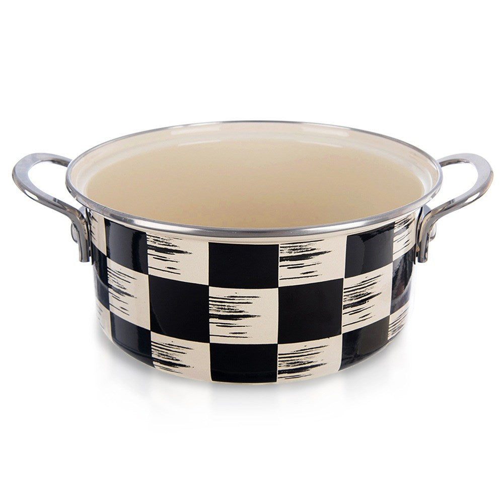 Emaillierter Topf, Schachbrettmuster, 20 Cm, 2,2 L