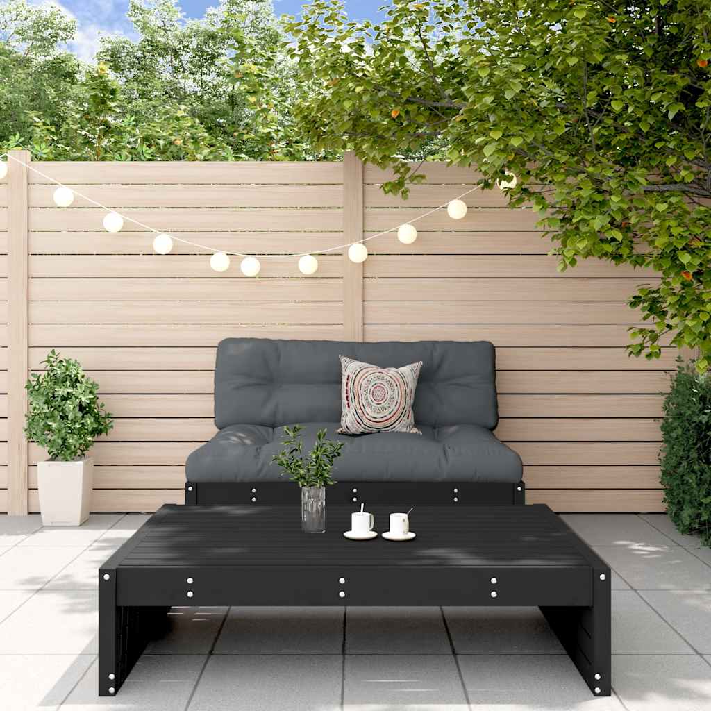 2-tlg. Garten-lounge-set Mit Kissen Schwarz Massivholz