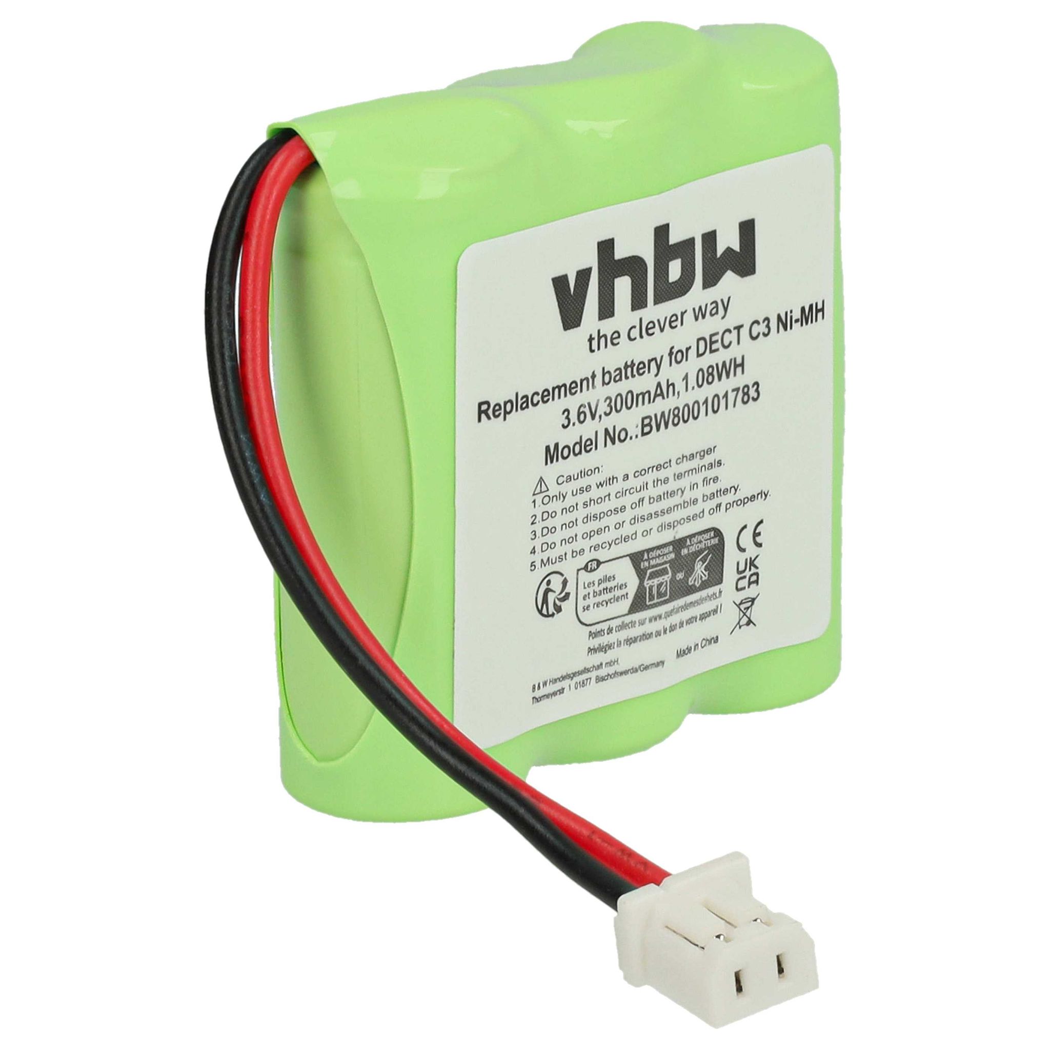 Vhbw Akku Kompatibel Mit Sagem Mistral 200, 220, 10-200 Schnurlos Festnetz Telefon (300 Mah, 3,6 V, Nimh)