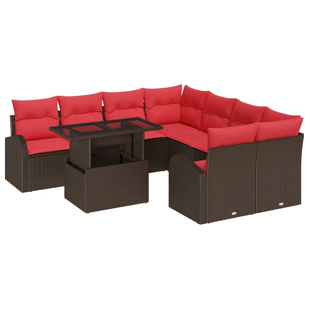 Garten-sofa-set 9 Stk. Braun Poly Rattan Vidaxl