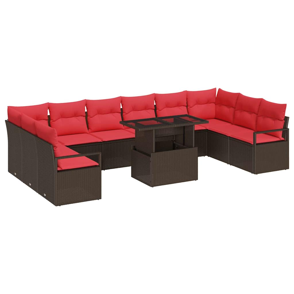 Garten-sofa-set 11 Stk. Braun Poly-rattan Vidaxl