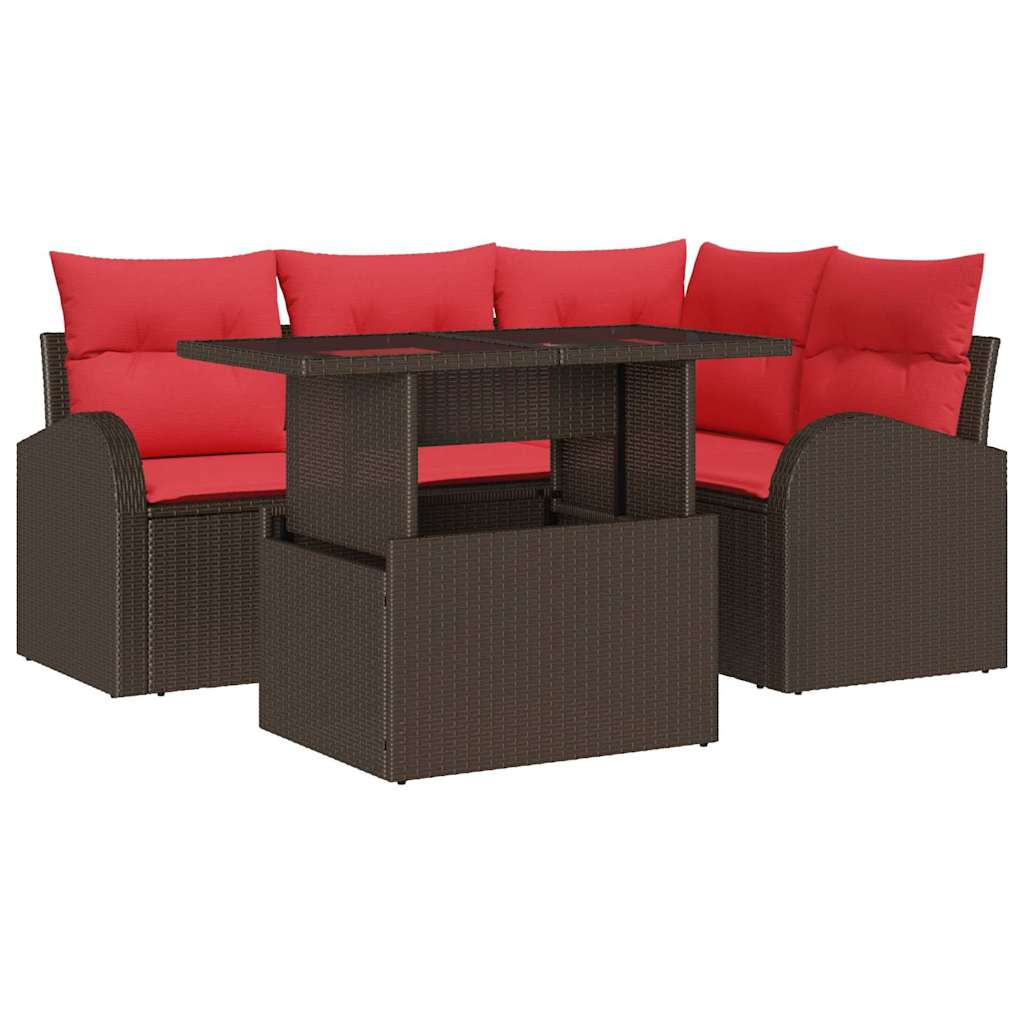 Gartensofa-set 5 Stk. 4-sitzanzahl Braun Poly Rattan Vidaxl