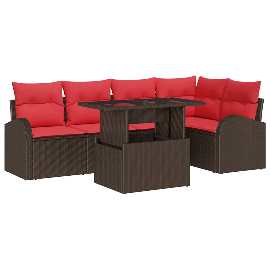 Gartensofa-set 6 Stk. 5-sitzanzahl Braun Poly Rattan Vidaxl