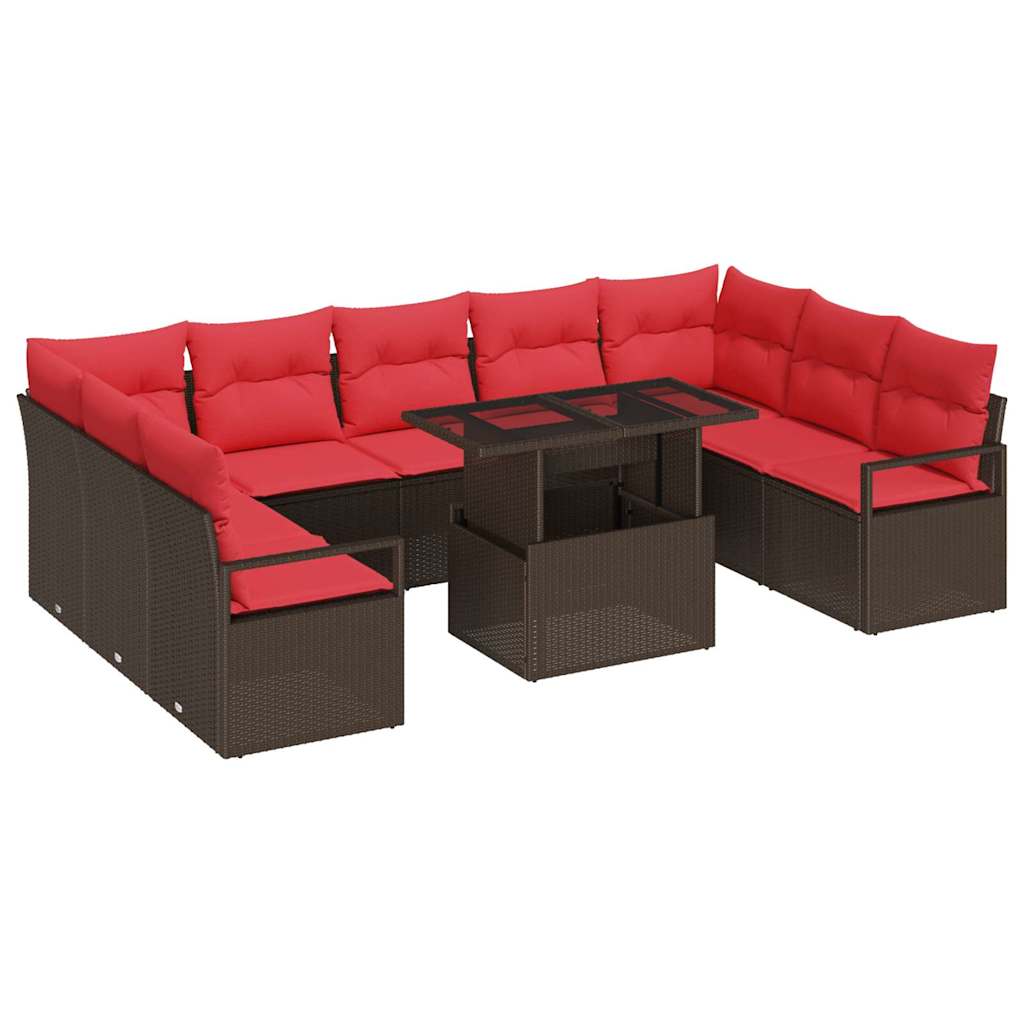 Gartensofa-set 10 Stk. Braun Poly-rattan Vidaxl