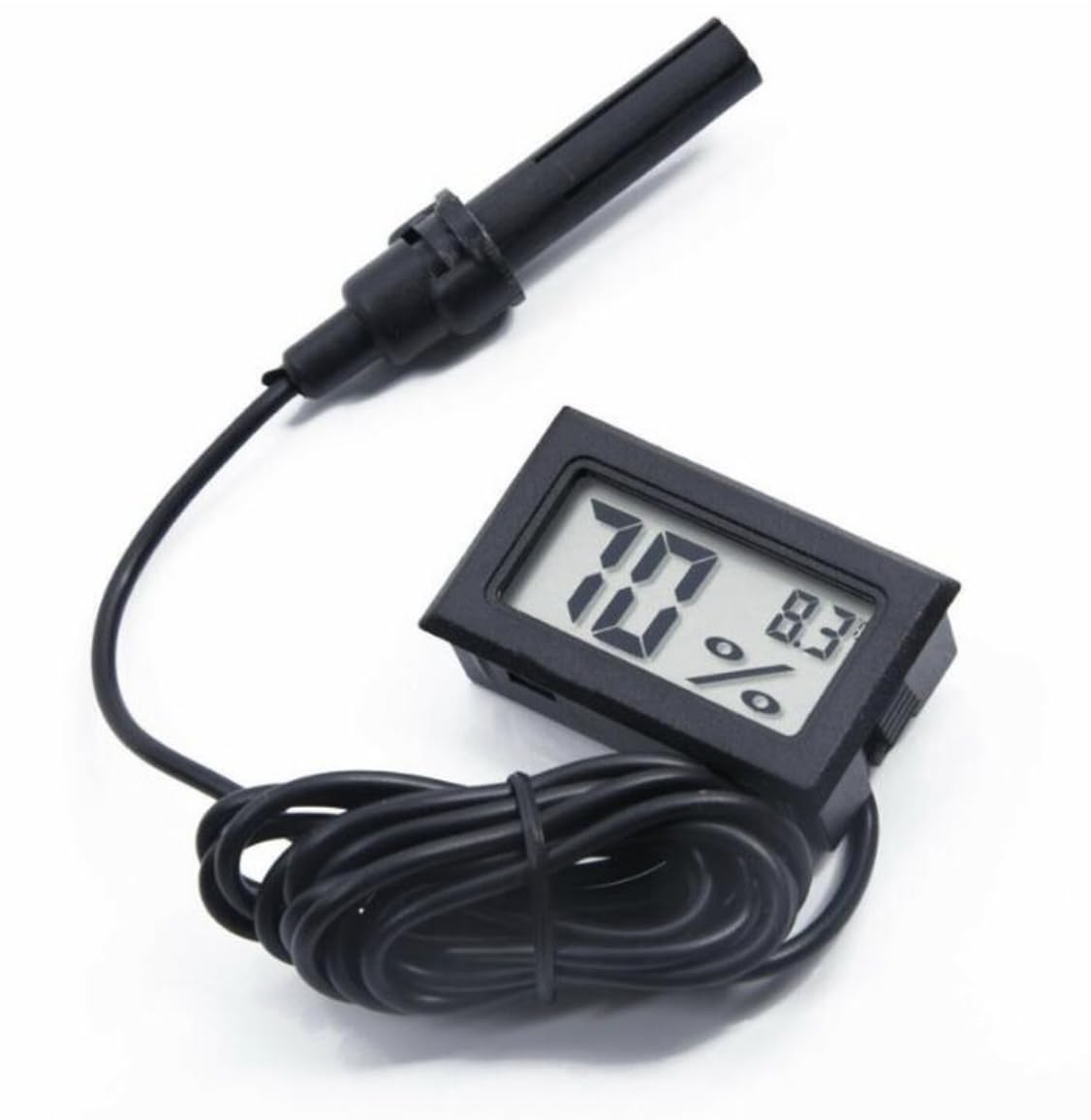 Generisches Mini-digital-lcd-thermometer-hygrometer Mit Sonde (2) — Celsius-anzeige — Schwarz