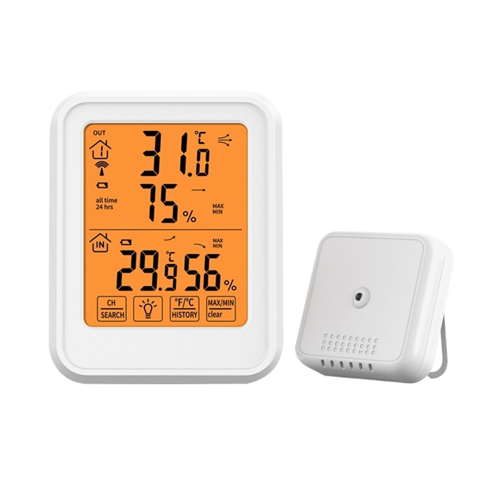 Drahtlose Wetterstation – Innen-/außenthermometer Und Hygrometer – Digitaler Fernsensor (temperatur Und Luftfeuchtigkeit) – Touchscreen (mit 2 Sensoren)