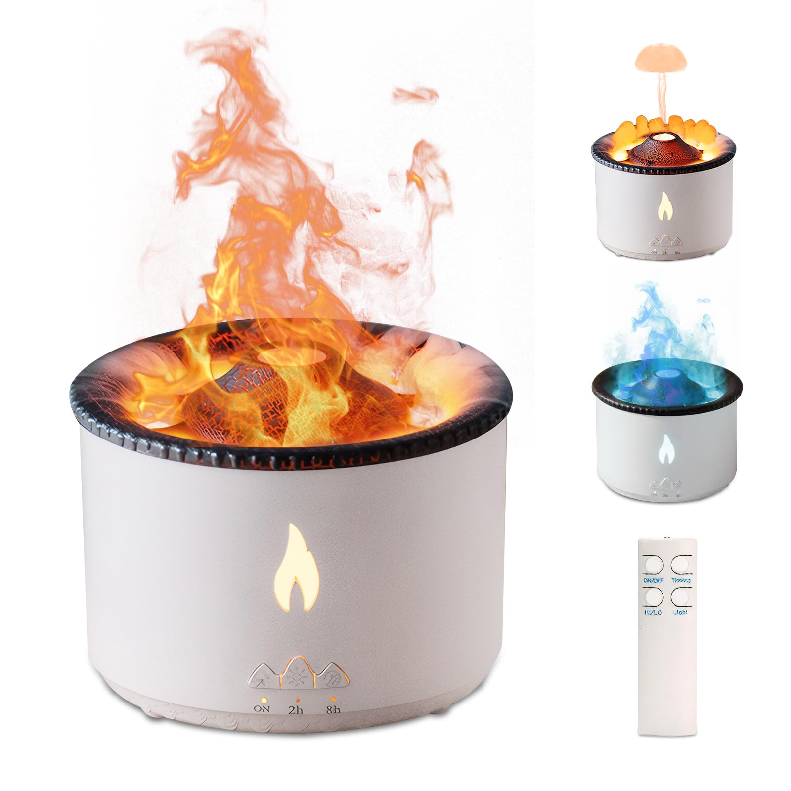Volcano Flame Aroma-diffusor & Luftbefeuchter: 2 Vernebelungsmodi, Fernbedienung, Kaltnebel-diffusor Für Ätherische Öle Mit Nachtlicht Für Zuhause Und Fitnessstudio.