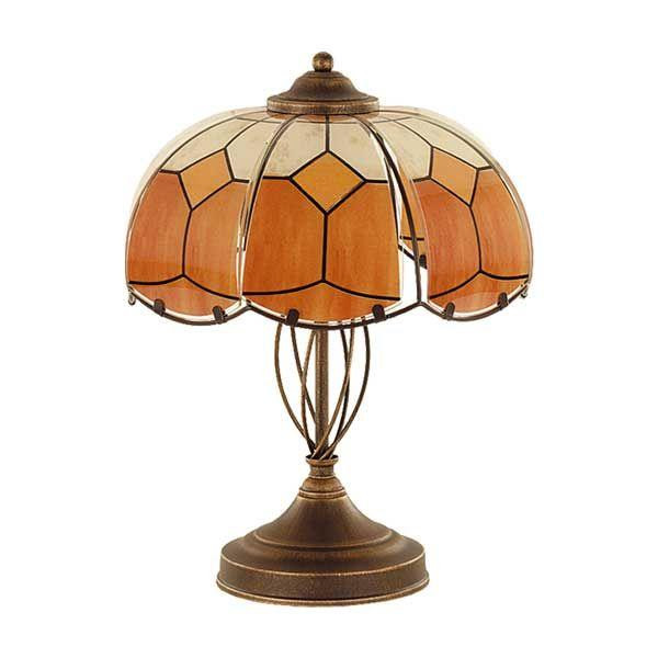 Alfa 10658 Orangefarbene Buntglas-tischleuchte