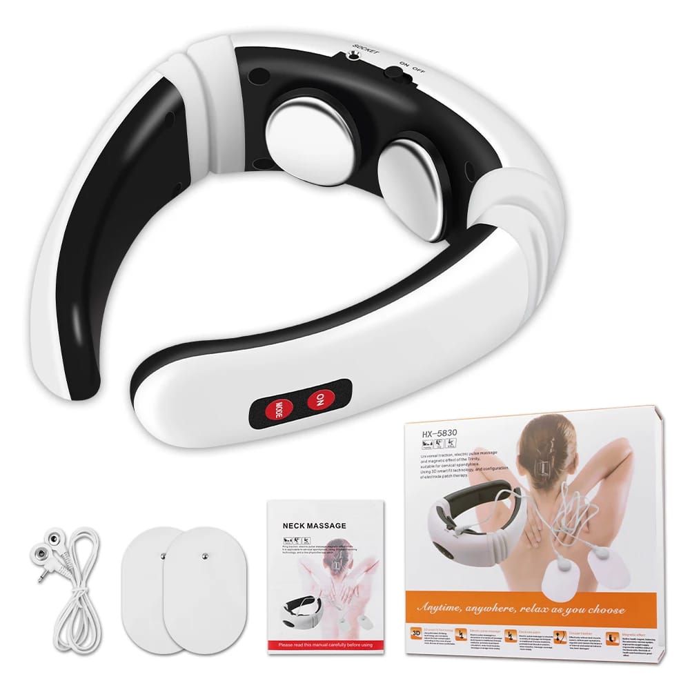 Elektrisches Nackenmassagegerät, Ems-nackenmassagegerät Mit 6 Modi, Wärme- Und Massagegerät Für Die Halswirbelsäule, Schmerzlinderungsgerät - Aquaforge