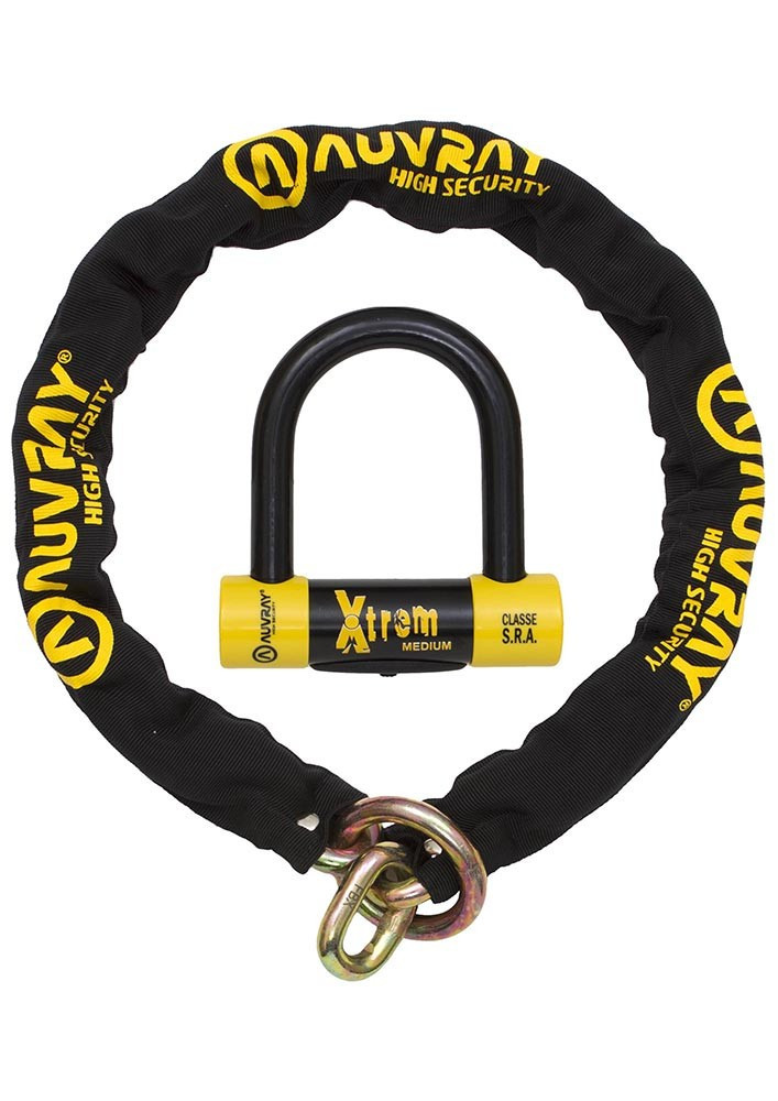 Auvray Kettenset Mit Lasso-glied Und Xtrem Medium Vorhängeschloss - Länge 120 Cm, Durchmesser 13,5 Mm (sra-klasse)
