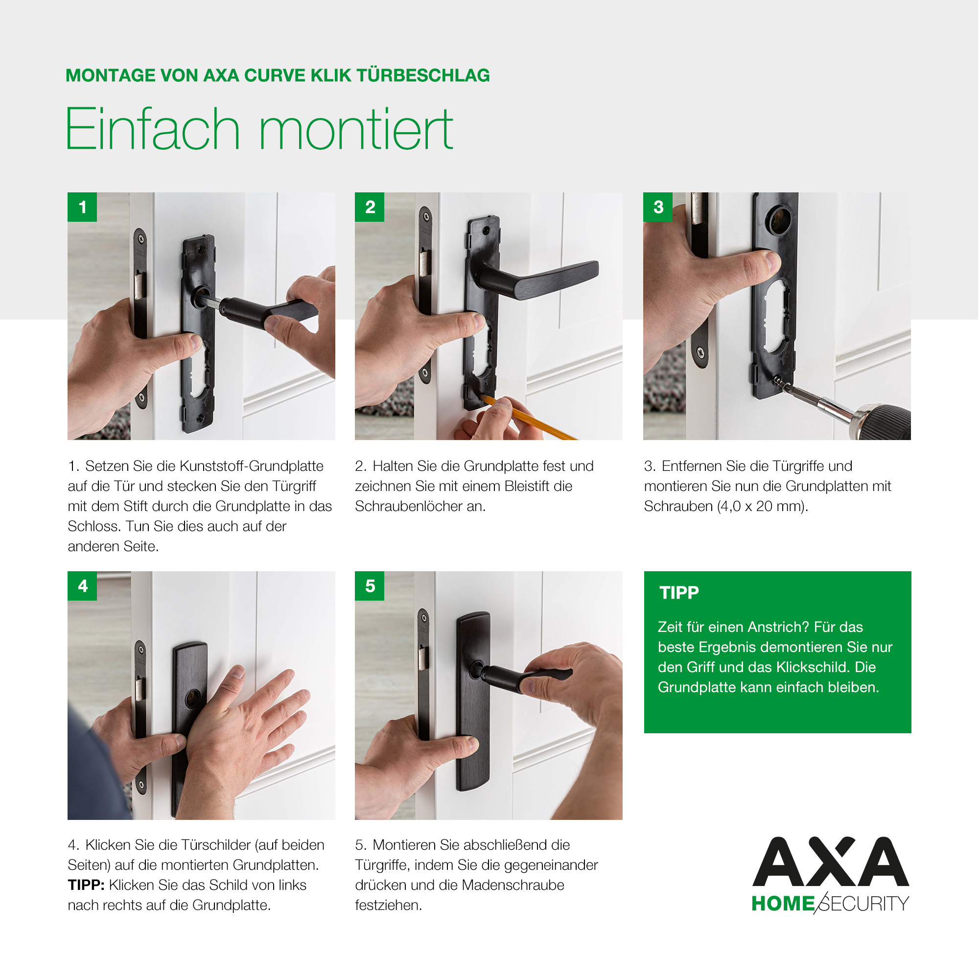 Axa Türbeschlagset Für Innentüren - Click Milan - Türgriff Bronze - Für Wc/badezimmer - Türgriff Mit Runder Rosette