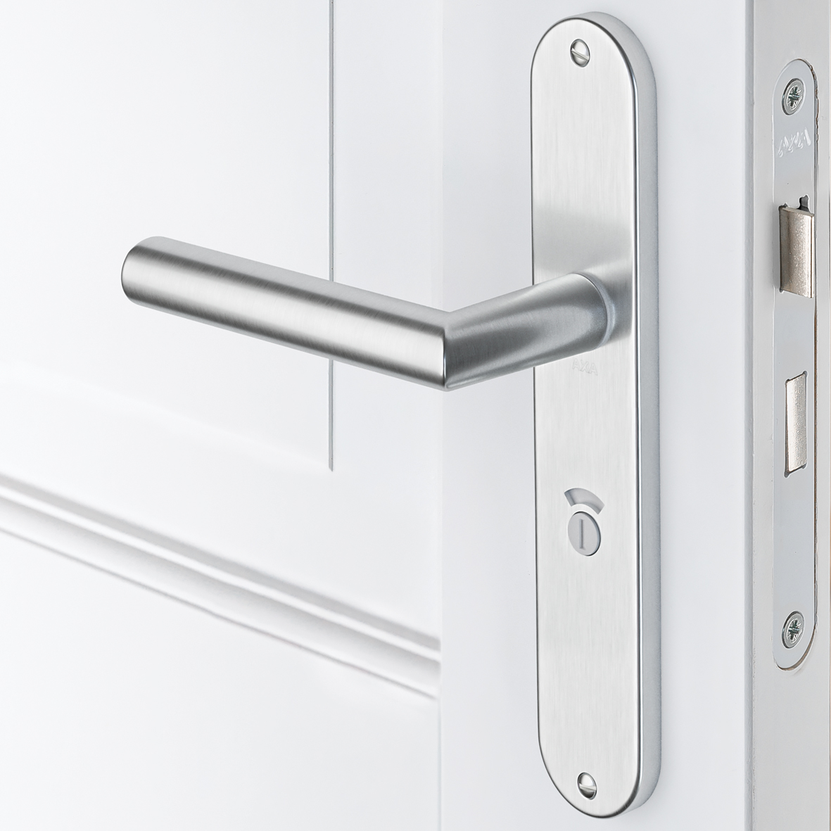 Axa Türbeschlagset Für Innentüren - Oval Milan - Türgriff Aus Aluminium - Für Wc/badezimmer - Tl63 - 8 - Türgriff Mit Schutzschild