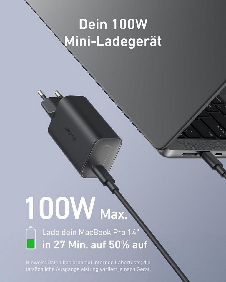Anker Anker Nano Charger 100w Kabel 1c Black Ladeadapter 100 W 1x Usb-c® Usb Pd Schwarz Innenbereich Bild 3