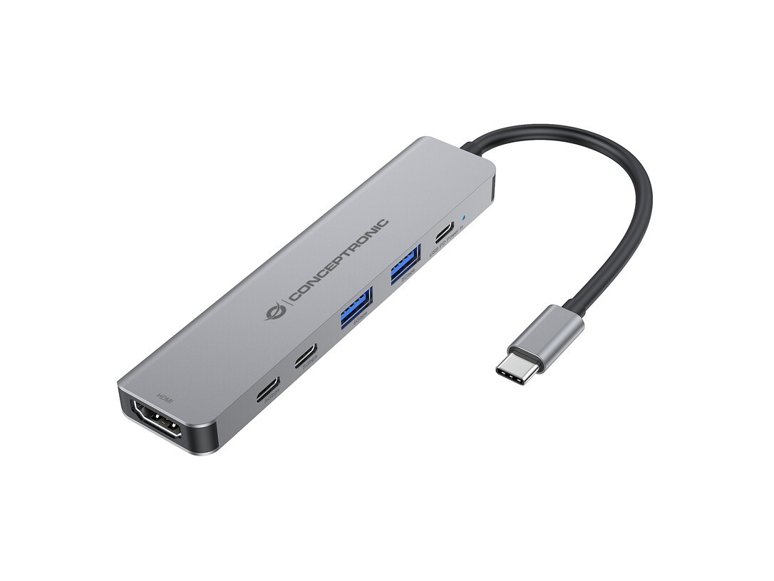 Conceptronic 6-1 Dock Usb-c-hdmi/2xusb-a/2xusb-c/+ 25cm Gr (donn33g)