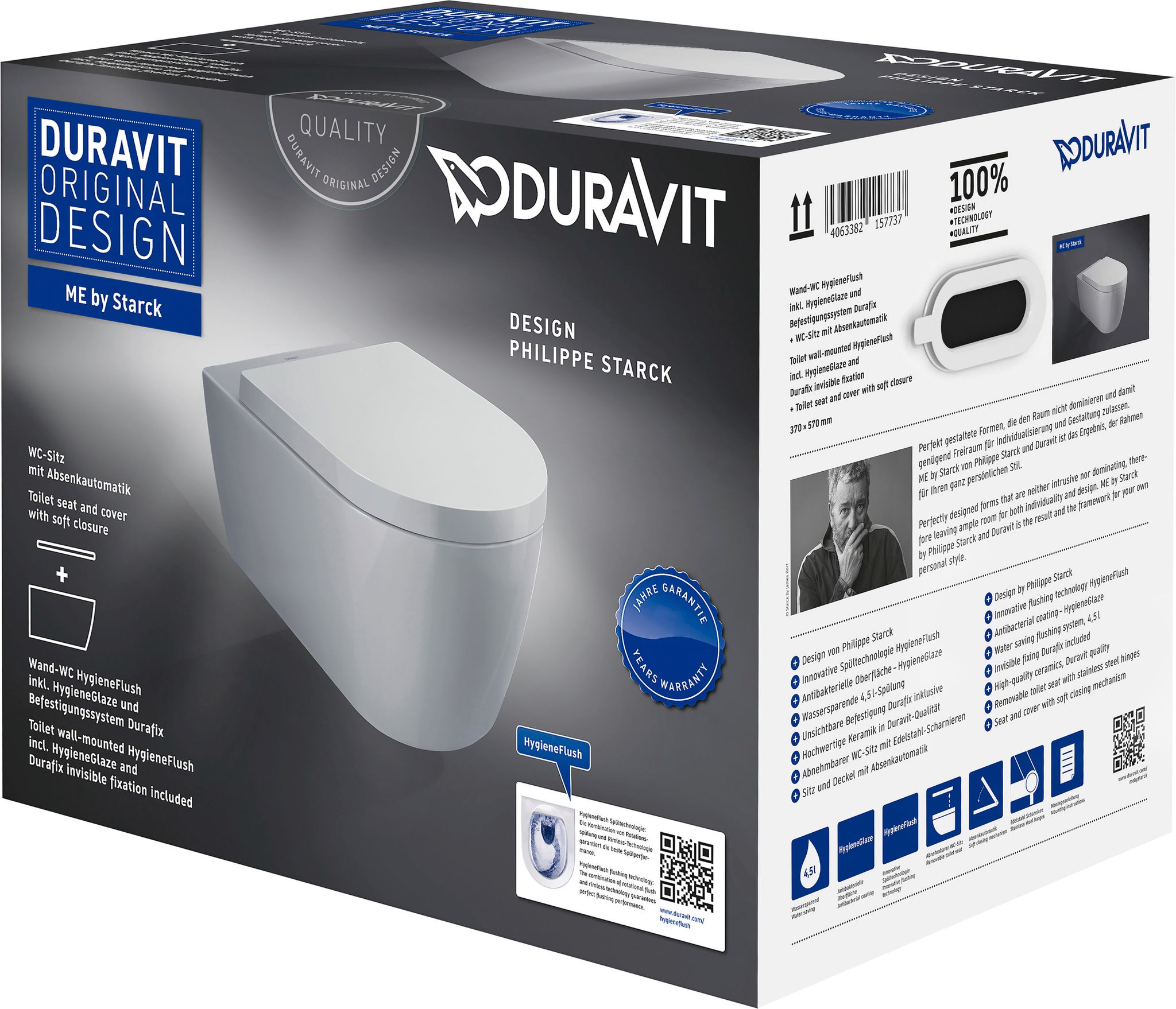 Duravit Me By Starck Wand-wc Set, Hygieneflush Tiefspüler,