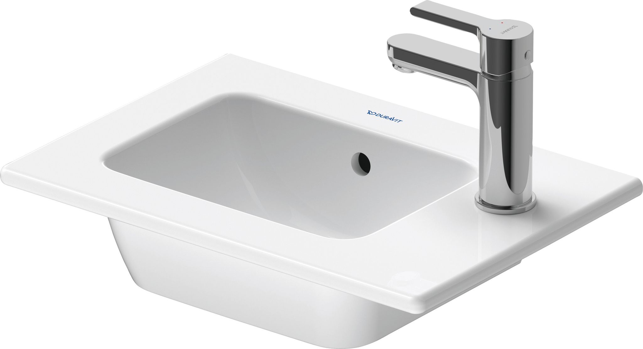 Duravit Me By Starck - Handwaschbecken 43 X 30 Cm, Mit Überlauf, Hahnloch Rechts, Durashield, Weiß 072343aa00